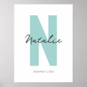 カスタムベビー名・誕生日ボホモダンー ポスター (正面)