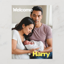 カスタムベビー誕生のお知らせ – ミニマル ポストカード