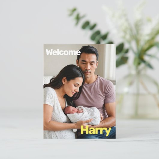 カスタムベビー誕生のお知らせ – ミニマル ポストカード (スタンド正面)