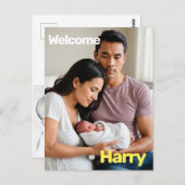 カスタムベビー誕生のお知らせ – ミニマル ポストカード (正面/裏面)