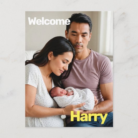 カスタムベビー誕生のお知らせ – ミニマル ポストカード (正面)