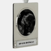 カスタムベビー超音波写真 シルバープレートバナーオーナメント (右)