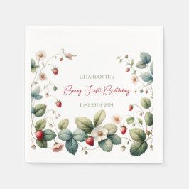 カスタムベリーファースト誕生日 スタンダードカクテルナプキン