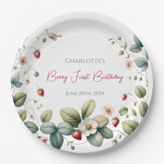 カスタムベリーファースト誕生日 ペーパープレート (正面)