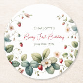 カスタムベリーファースト誕生日 ラウンドペーパーコースター (正面)