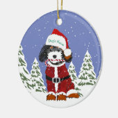 カスタムベルネドードルサンタドッグ セラミックオーナメント (左)