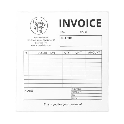 カスタムベーカリーインボイス結婚のケーキ ノートパッド (正面)