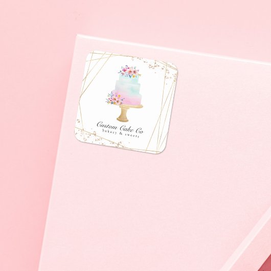 カスタムベーカリーケーキ共同ステッカー スクエアシール