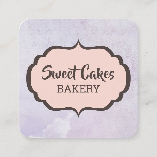 カスタムベーカリーパープルウォーター色 スクエア名刺 (裏面)