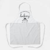 カスタムベーカリーホワイト&グレーストライプファームハウス エプロン (正面)