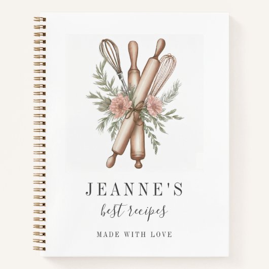 カスタムベーカーズ転がピンウィスクレシピテンプレート ノートブック (正面)