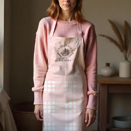 カスタムベーキングピンクプレイドキッチンウィスク&タルト エプロン