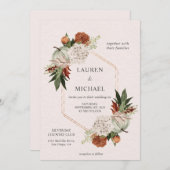 カスタムベージュオータムズストフラワー結婚ズ 招待状 (正面/裏面)