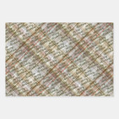 カスタムベージュクラシックブラウングレーホワイトギンガム ラッピングペーパーシート (正面)