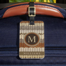 カスタムベージュグレーブラウンアステカパターン ラゲッジタグ