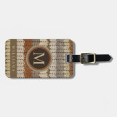 カスタムベージュグレーブラウンアステカパターン ラゲッジタグ (正面横)