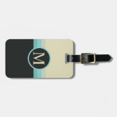 カスタムベージュグレーブルーブラックカラーブロック ラゲッジタグ (正面横)