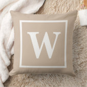 カスタムベージュスクエアモノグラムイニシャル装飾用クッション クッション (ブランケット)