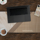 カスタムベージュタンタウペブラウンレザーマーブルルック デスクマット