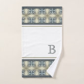 カスタムベージュブラウングレーブルー華美アートパターン バスタオルセット (ハンドタオル)