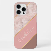 カスタムベージュマーブルのピンク大理石 iPhoneケース (裏面)