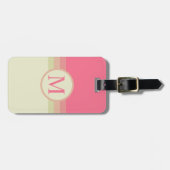 カスタムベージュ淡い色のイエローピンク色ブロック ラゲッジタグ (正面横)
