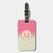 カスタムベージュ淡い色のイエローピンク色ブロック ラゲッジタグ (正面縦)