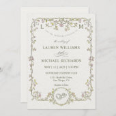 カスタムベージュ・グレイと彼らは住ん結婚だ 招待状 (正面/裏面)
