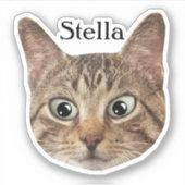 カスタムペットのステッパーソナライズされたク猫顔 シール (正面)
