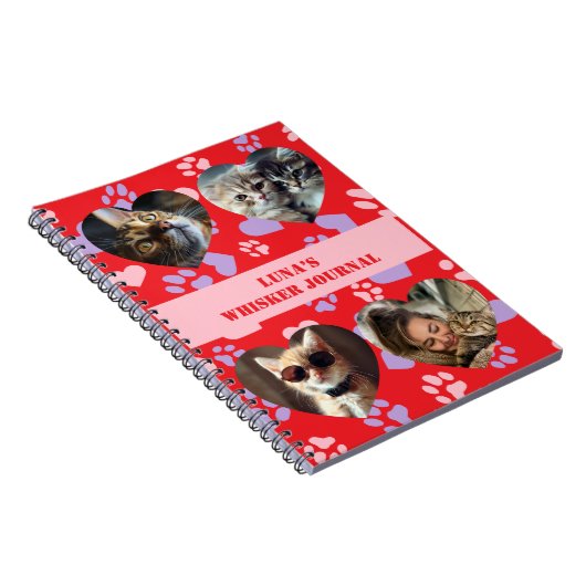 カスタムペットの写真と名前のノートブックポープリントパターン ノートブック (右側)