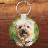 カスタムペットの写真と名前キーリング キーホルダー (正面)
