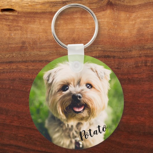 カスタムペットの写真と名前キーリング キーホルダー (正面)