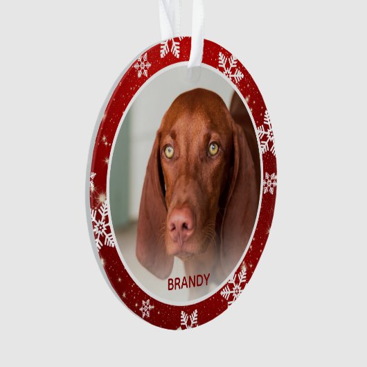 カスタムペットの写真と名前フェスティバルクリスマス オーナメント (正面)