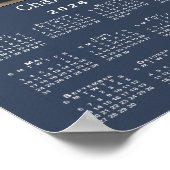 カスタムペットの写真と名前2026 Calendar Navy Blue ポスター (角)