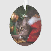 カスタムペットの写真の名前と年休 オーナメント (正面)