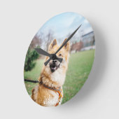 カスタムペットの壁時計 – パーソナライズされたフォトクロック ラウンド壁時計 (傾斜)