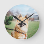カスタムペットの壁時計 – パーソナライズされたフォトクロック ラウンド壁時計 (正面)