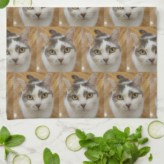 カスタムペットまたは家族の写パーソナライズされた真 キッチンタオル (折り畳み)