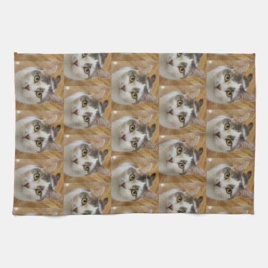 カスタムペットまたは家族の写パーソナライズされた真 キッチンタオル (横)