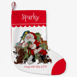 カスタムペットクリスマスサンタドッグキャットラビットおもしろい スモールクリスマスストッキング