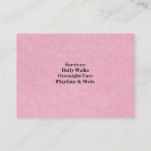 カスタムペットシッターの名刺 – ソフトピンクリネン 名刺 (裏面)
