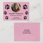 カスタムペットシッターの名刺 – ソフトピンクリネン 名刺 (正面/裏面)