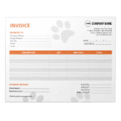 カスタムペットシッター請求書メモ帳 ノートパッド (正面)