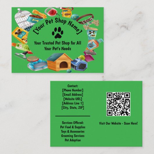 カスタムペットショップ名刺 名刺 (正面/裏面)