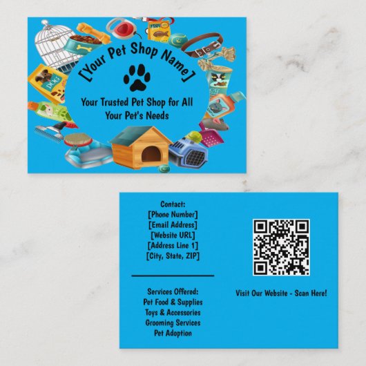 カスタムペットショップ名刺 名刺 (正面/裏面)
