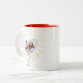 カスタムペットドッグ写真モダン金ゴールドスタイリッシュハート ツートーンマグカップ (正面左)