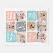 カスタムペットドッグ記念シックなパステルカラー7写真 フリースブランケット (正面(横))