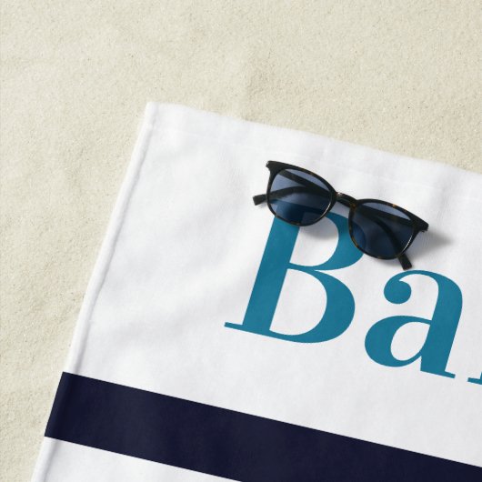 カスタムペットドッグ3フォトコラージアクアブルーストライプ ビーチタオル (インサイチュ)