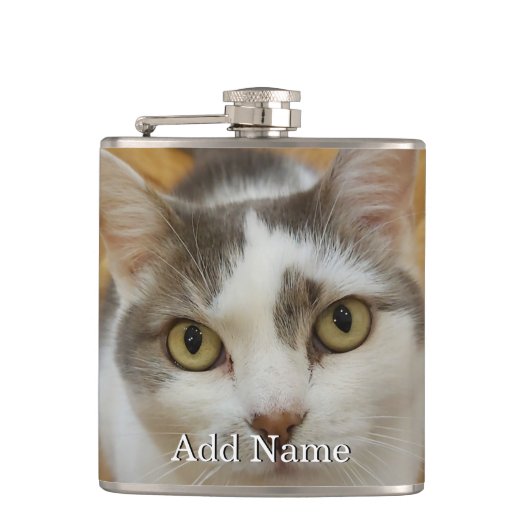カスタムペットファミリーフォト文字フラパーソナライズされたスク フラスク (正面)
