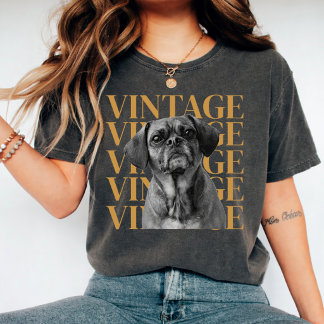 カスタムペットフェイスTシャツ ヴィンテージスタイル 犬の写真 90年代 Tシャツ